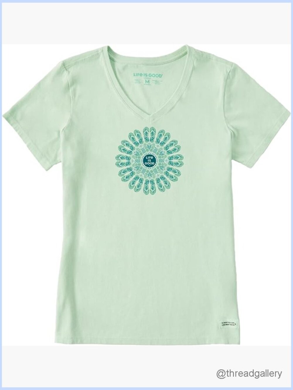 Womens Crusher Tee Shirt Short Sleeve Cotton Graphic T-Shirt Flip Flop Mandala